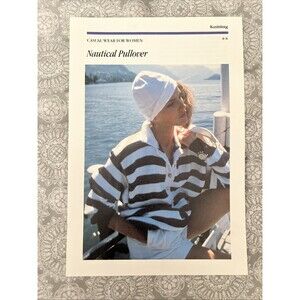Nautical Sweater Knitting Pattern Size UK 32 36 Vintage Knit & Yarn Pullover